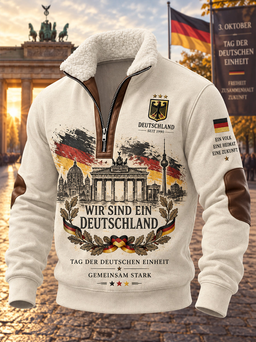 Men's Unity Day Commemorative Graphic Print Mock-Neck Long-Sleeve Sweatshirt