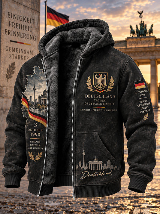 Men's Unity Day Commemorative Graphic Print High-Neck Long-Sleeve Hoodie