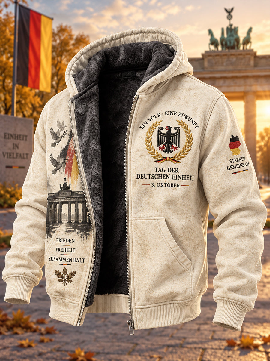 Men's Unity Day Commemorative Graphic Print High-Neck Long-Sleeve Hoodie