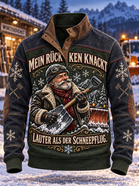 Men's Humorous Slogan Four-Button Hoodie