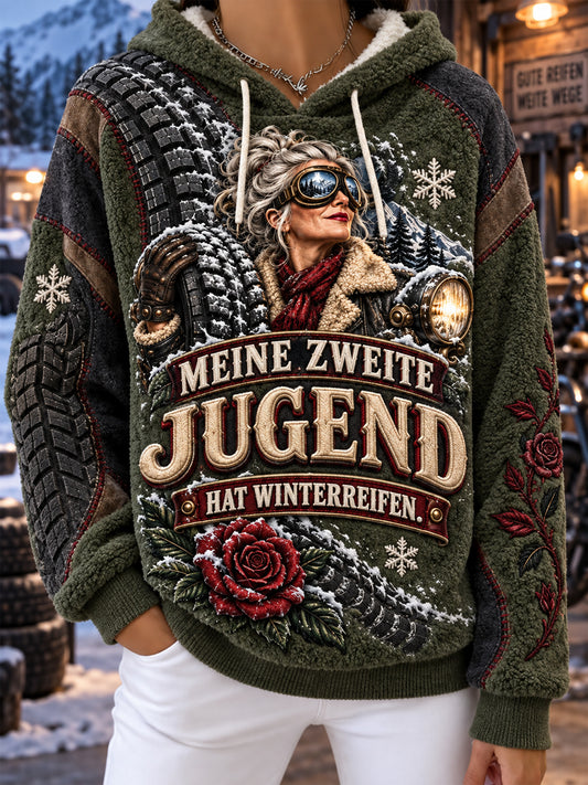Women's Humorous Slogan Flannel Hoodie