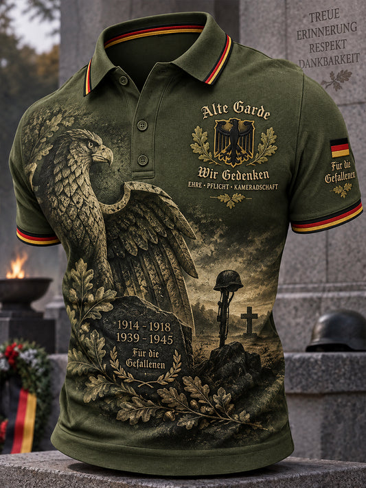 Men's Short-Sleeve Polo Shirt With Veteran Memorial Graphic Print