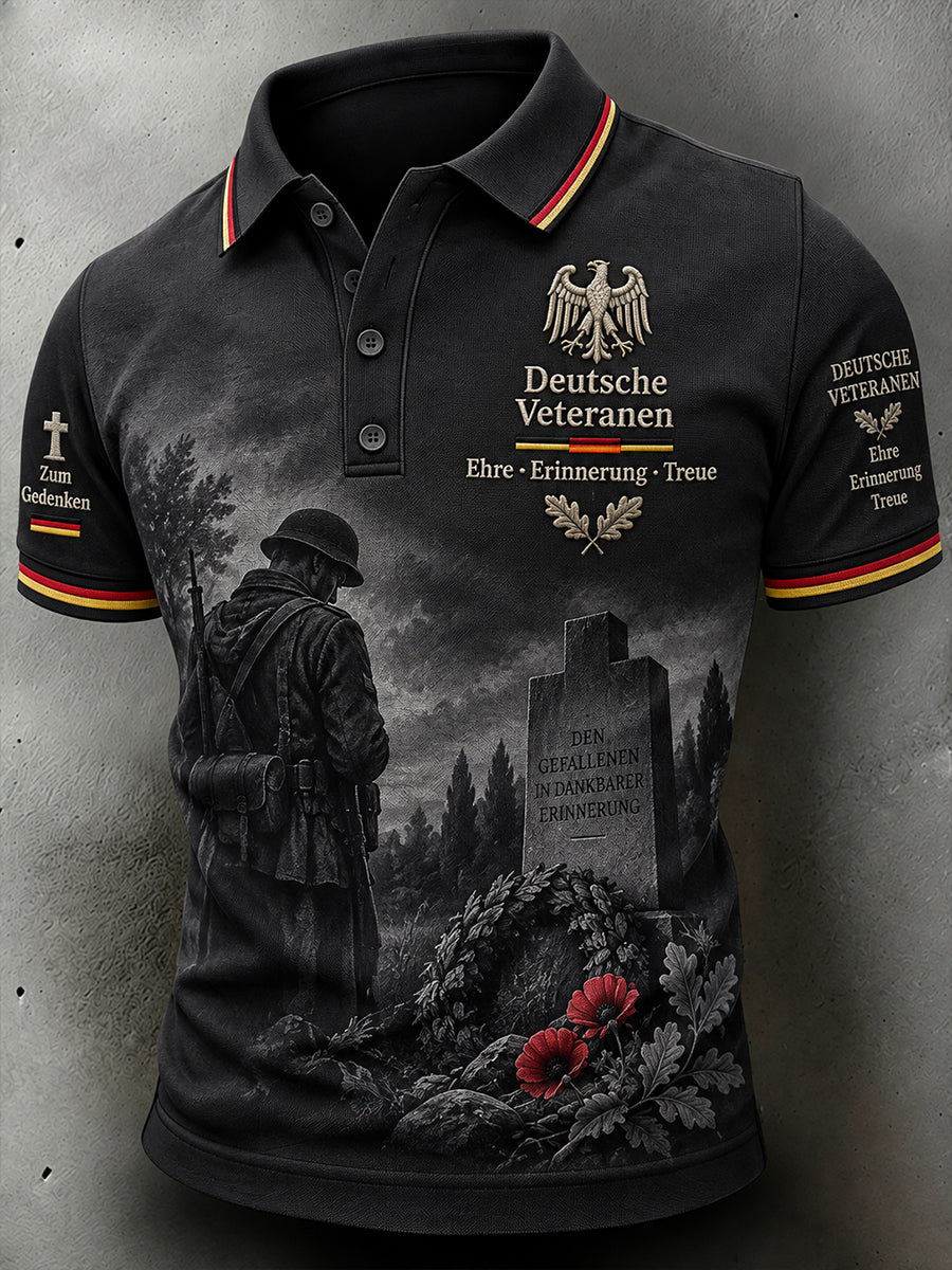 Men's Short-Sleeve Polo Shirt With Veteran Memorial Graphic Print