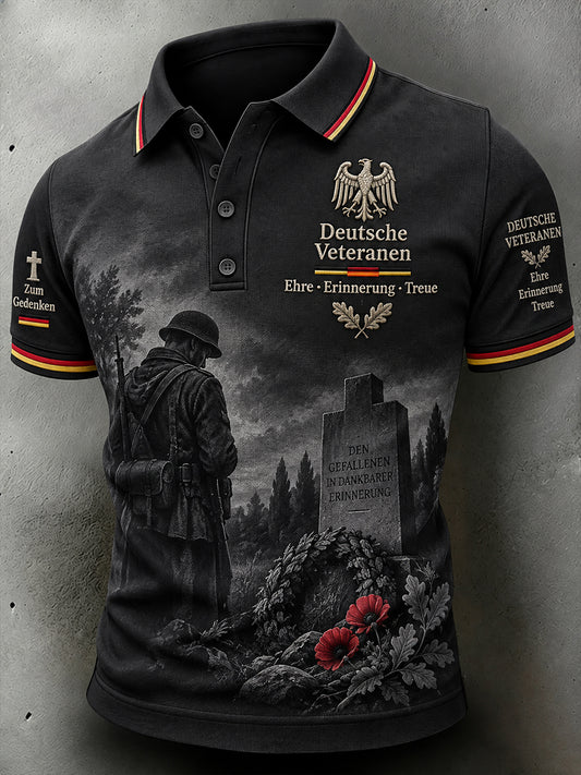 Men's Short-Sleeve Polo Shirt With Veteran Memorial Graphic Print