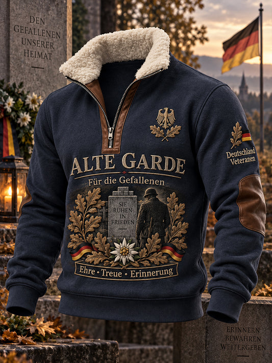 Men's Veteran Memorial Graphic Print Mock-Neck Long-Sleeve Sweatshirt
