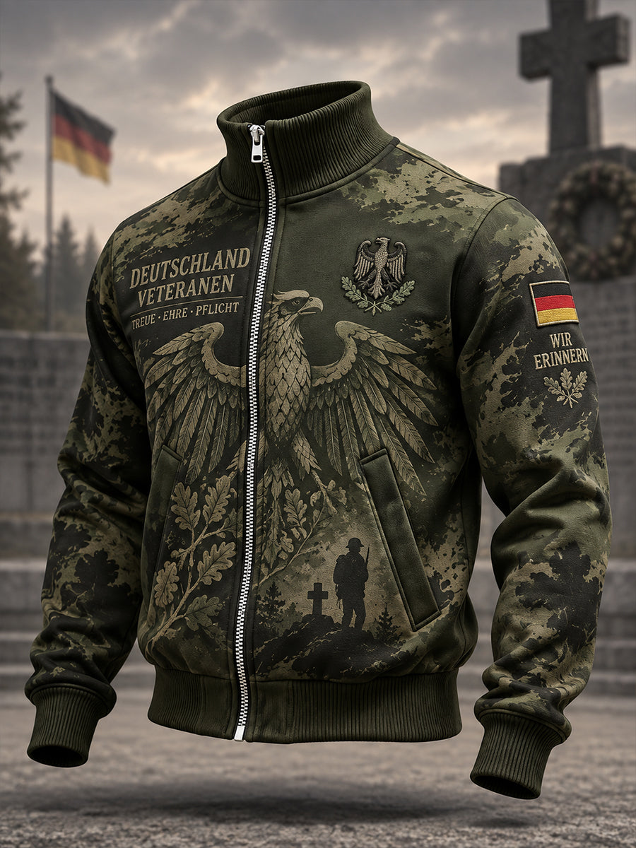 Men's Long-Sleeve Jacket With Veteran Memorial Graphic Print