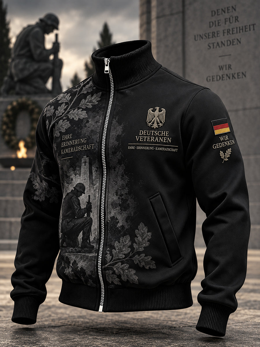 Men's Long-Sleeve Jacket With Veteran Memorial Graphic Print