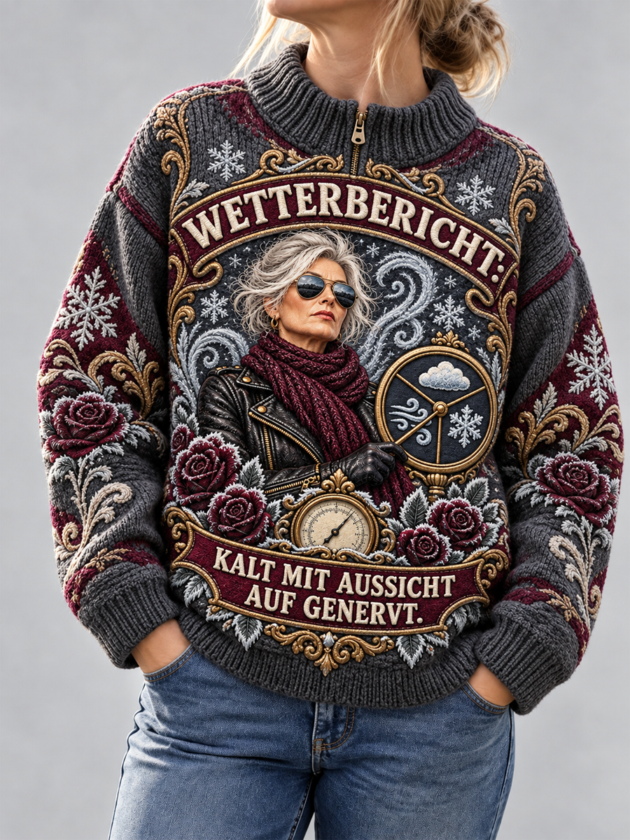 Humorous Slogan Knit Sweater