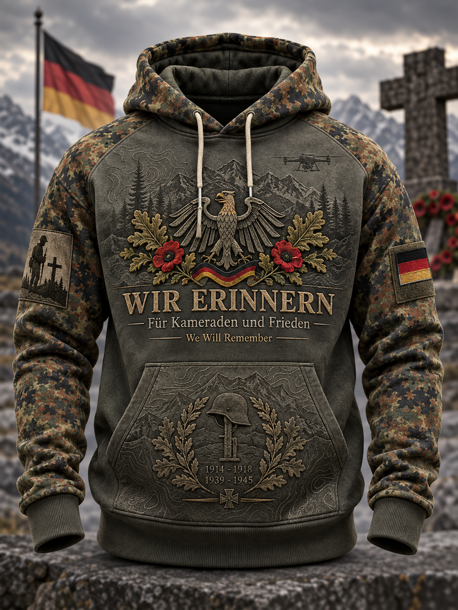 Men's Veteran Oversized Drop-Shoulder Hoodie With Pockets