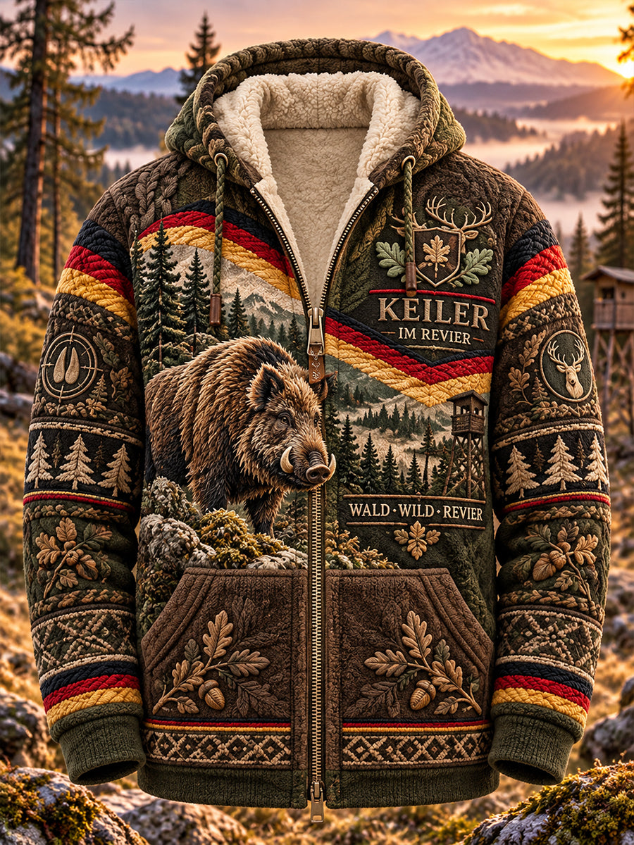 Men's German Hunting Season Flannel Hooded Jacket