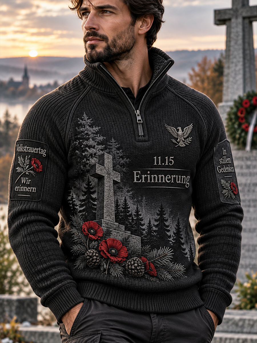 Men's National Day Of Mourning Commemorative Graphic Knit Turtleneck Sweatshirt