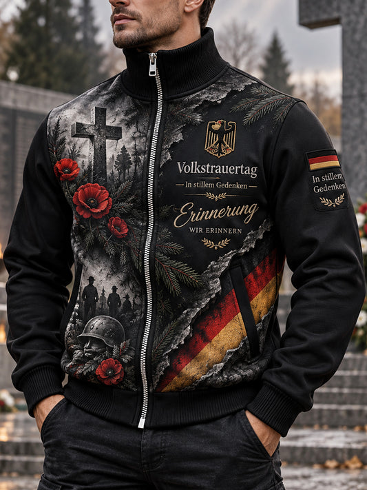 Men's High-Neck Jacket With National Day Of Mourning Commemorative Print