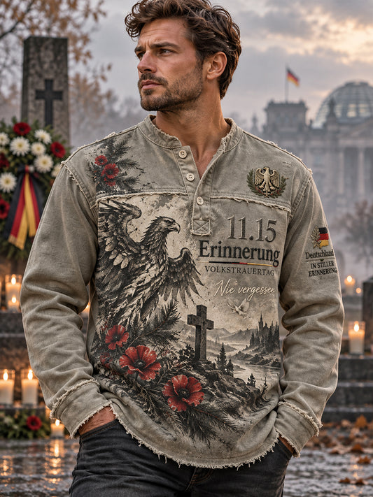 Men's Long-Sleeve Top With National Day Of Mourning Commemorative Print