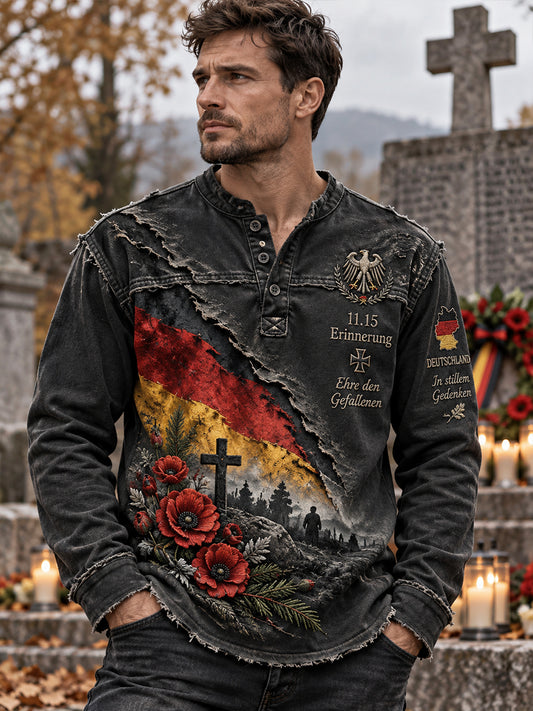 Men's Long-Sleeve Top With National Day Of Mourning Commemorative Print