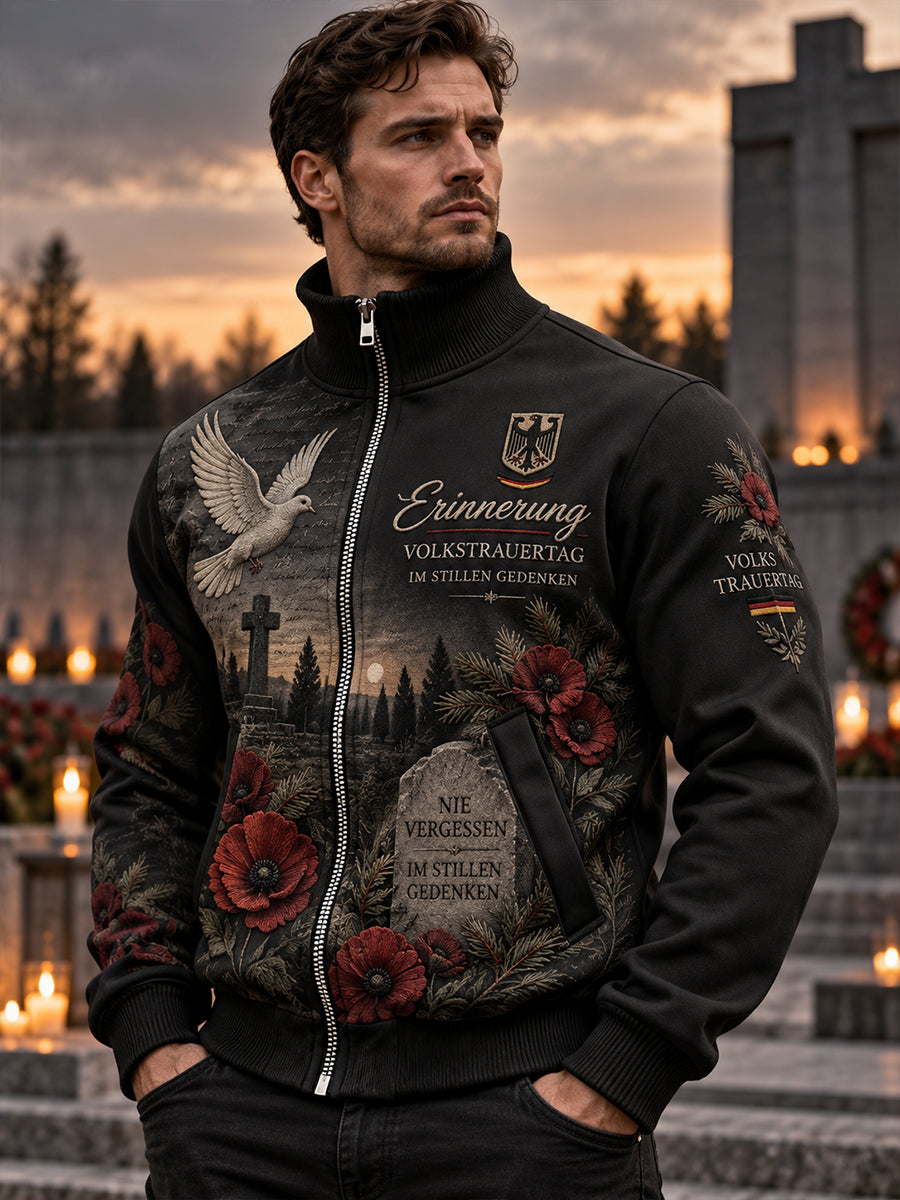 Men's High-Neck Jacket With National Day Of Mourning Commemorative Print