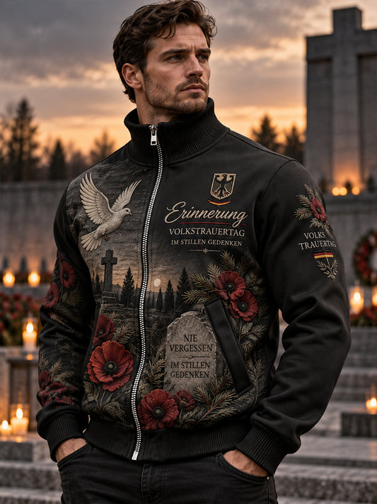 Men's High-Neck Jacket With National Day Of Mourning Commemorative Print