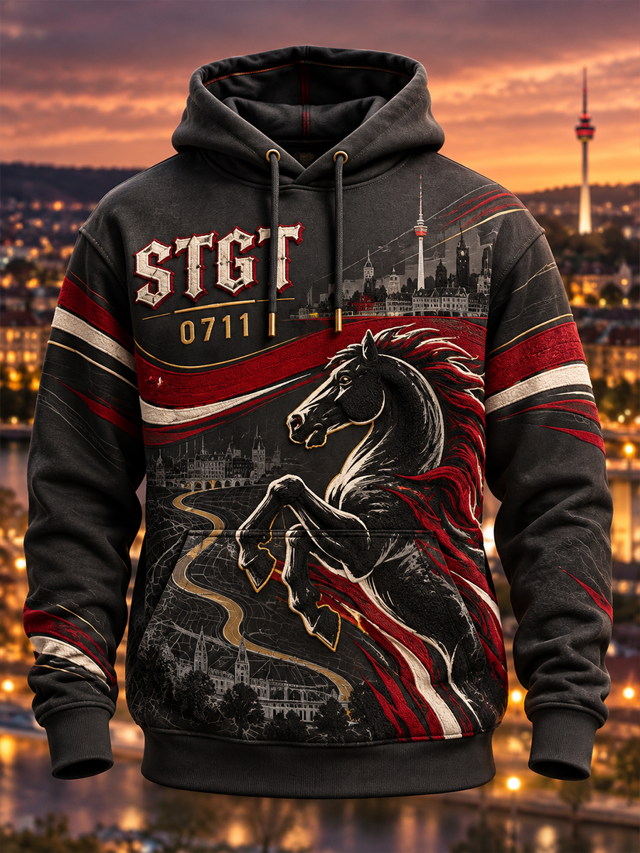 Men's Vfb Stuttgart Oversized Drop-Shoulder Hoodie With Pockets