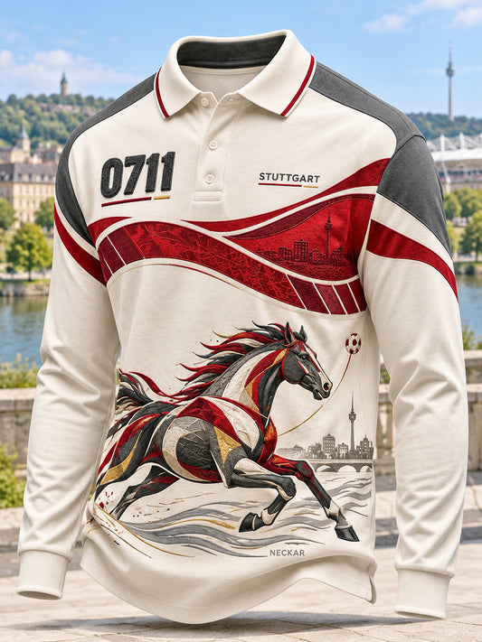 Men's Long-Sleeved Vfb Stuttgart Polo Shirt