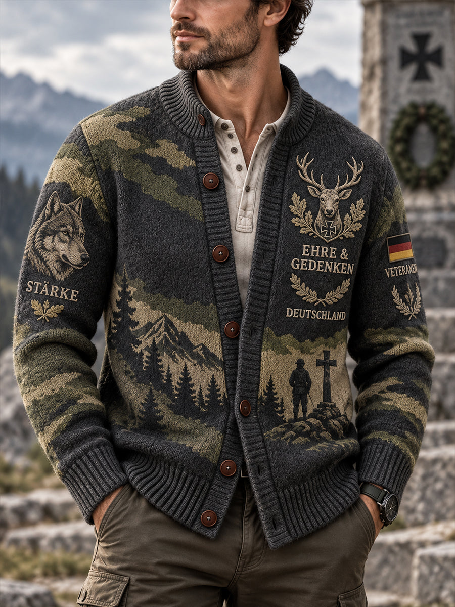 Men's Veteran Memorial Graphic Knit Cardigan