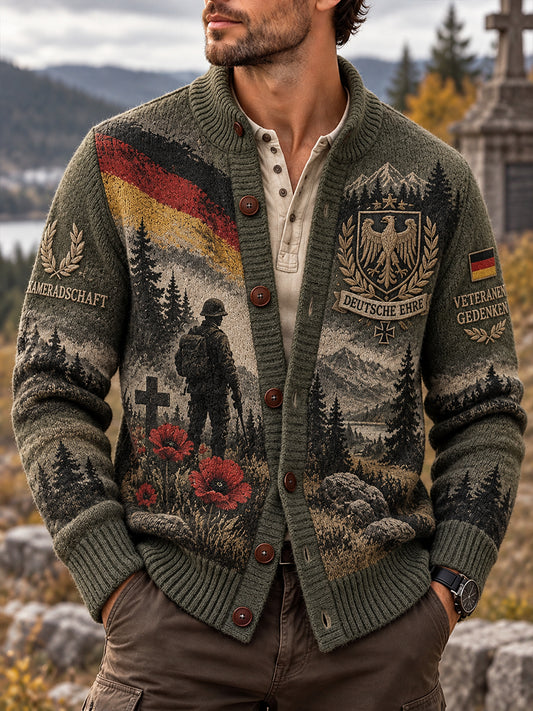 Men's Veteran Memorial Graphic Knit Cardigan