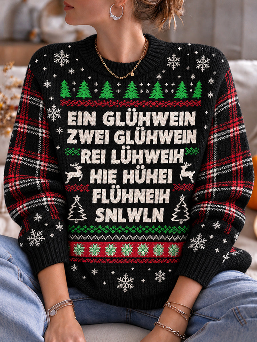 Women's Christmas Print Crew Neck Sweater