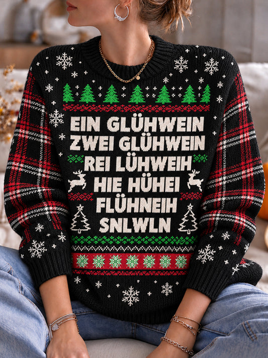 Women's Christmas Print Crew Neck Sweater