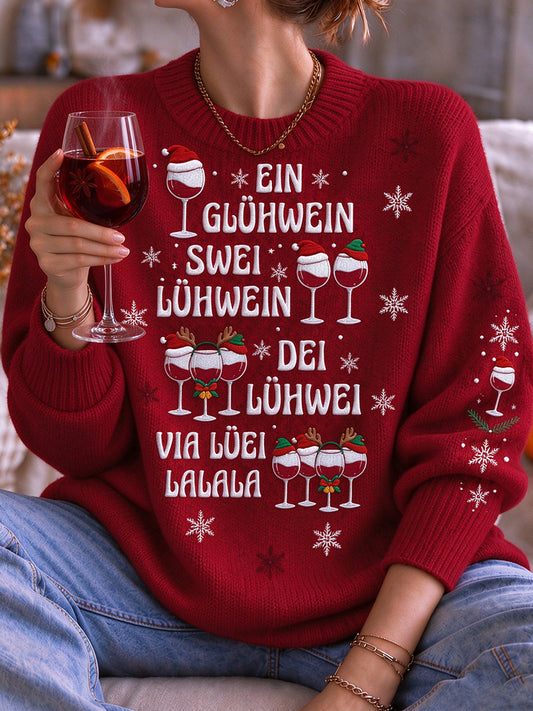 Women's Christmas Print Crew Neck Sweater
