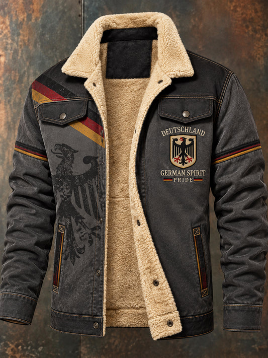 Men's Fleece-Lined Jacket With Veteran Memorial Graphic Print
