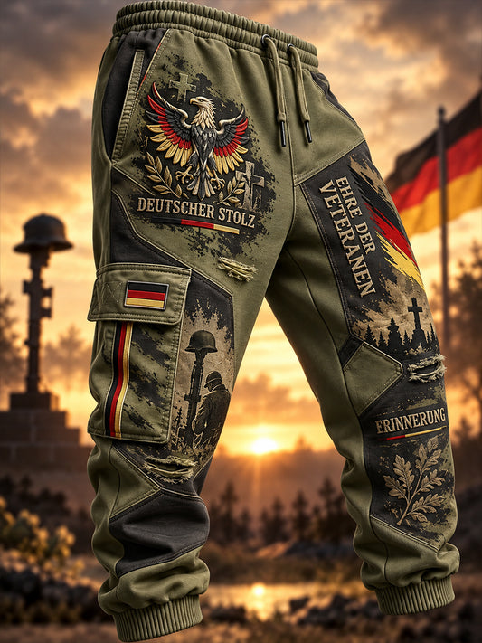 Men's Veteran Memorial Graphic Print Long Cargo Pants