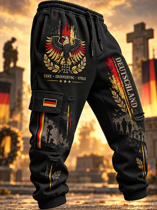 Men's Veteran Memorial Graphic Print Long Cargo Pants