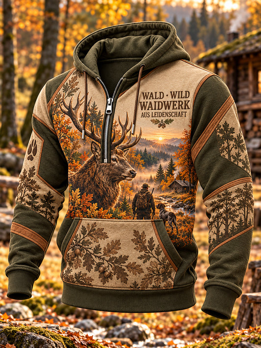 Men's German Hunting Season Checkered Cotton Hoodie