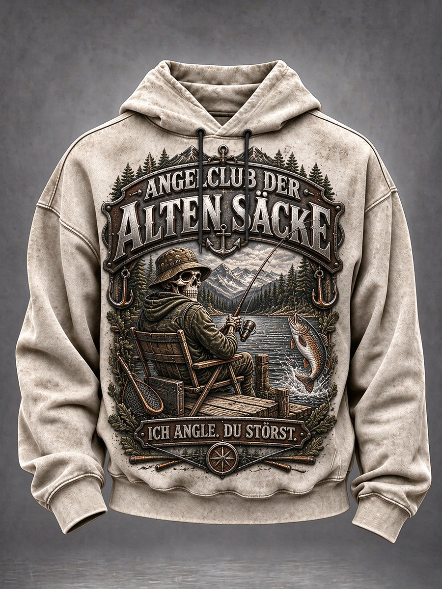 Men's Fun Fishing Slogan Print Casual Hoodie