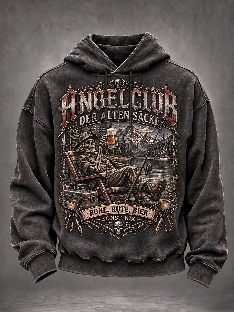 Men's Fun Fishing Slogan Print Casual Hoodie