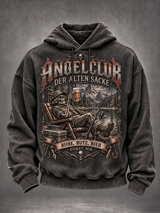 Men's Fun Fishing Slogan Print Casual Hoodie