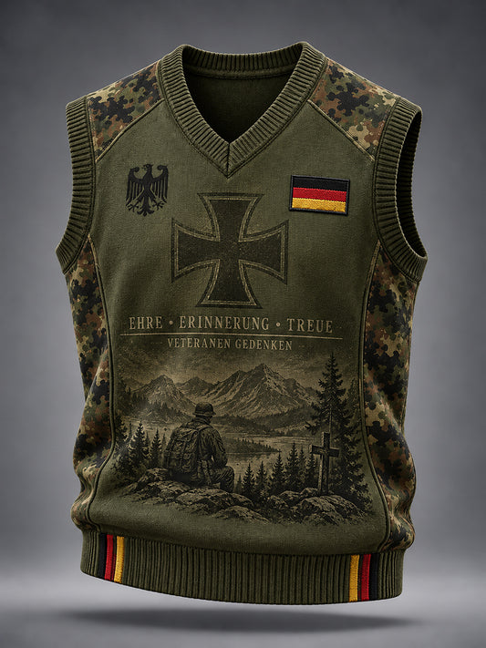 Men’s Veteran Commemorative Graphic-Print Knitted Vest