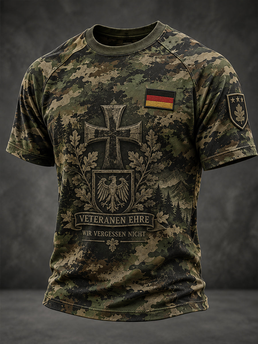 Men’s Veteran Memorial-Themed Graphic Raglan Short-Sleeve T-Shirt