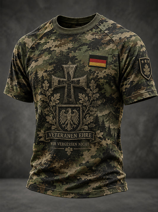 Men’s Veteran Memorial-Themed Graphic Raglan Short-Sleeve T-Shirt