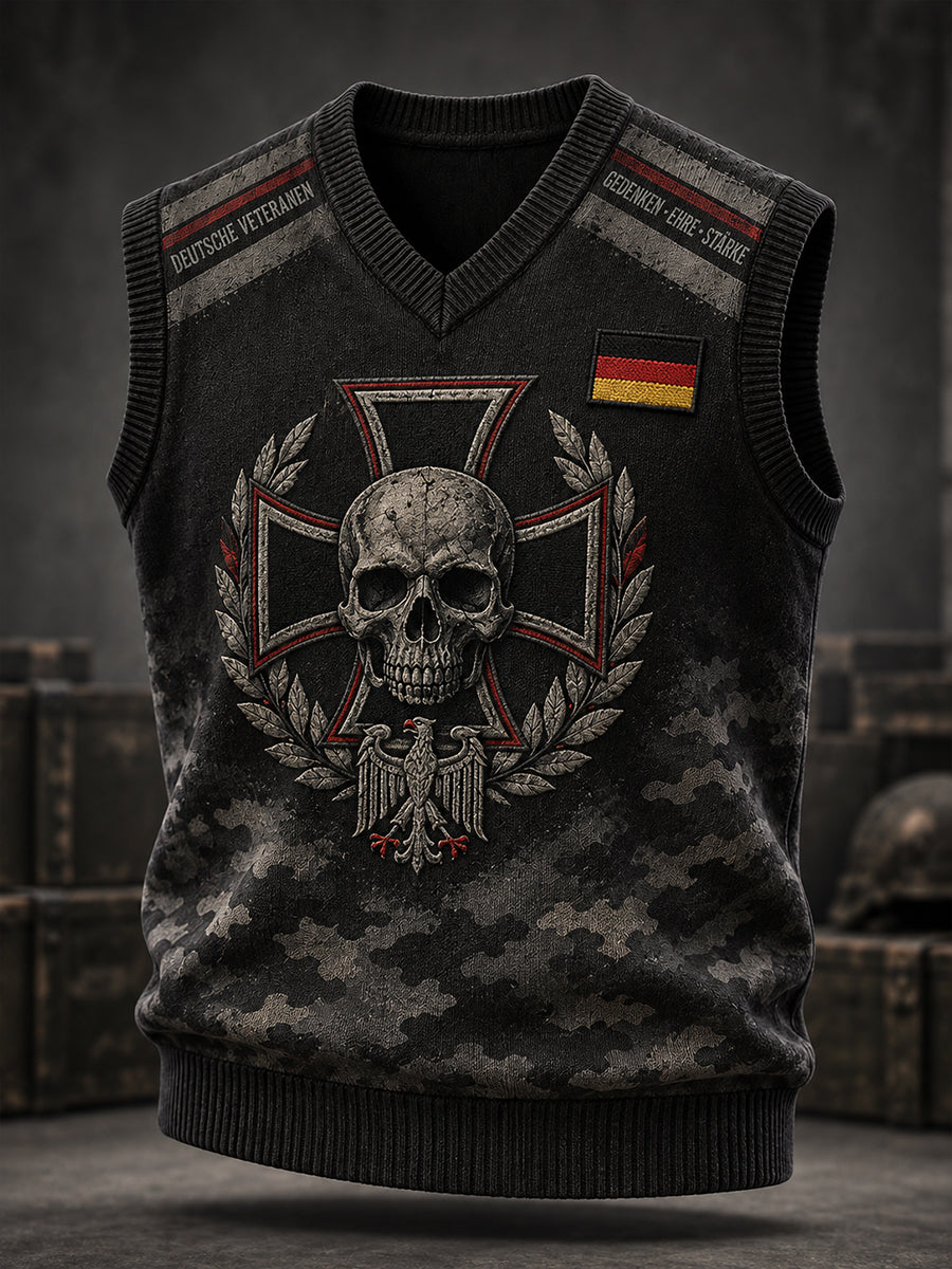 Men’s Veteran Commemorative Graphic-Print Knitted Vest