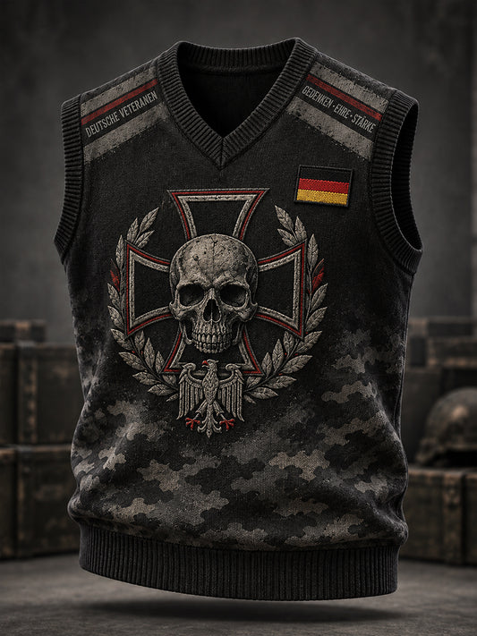 Men’s Veteran Commemorative Graphic-Print Knitted Vest
