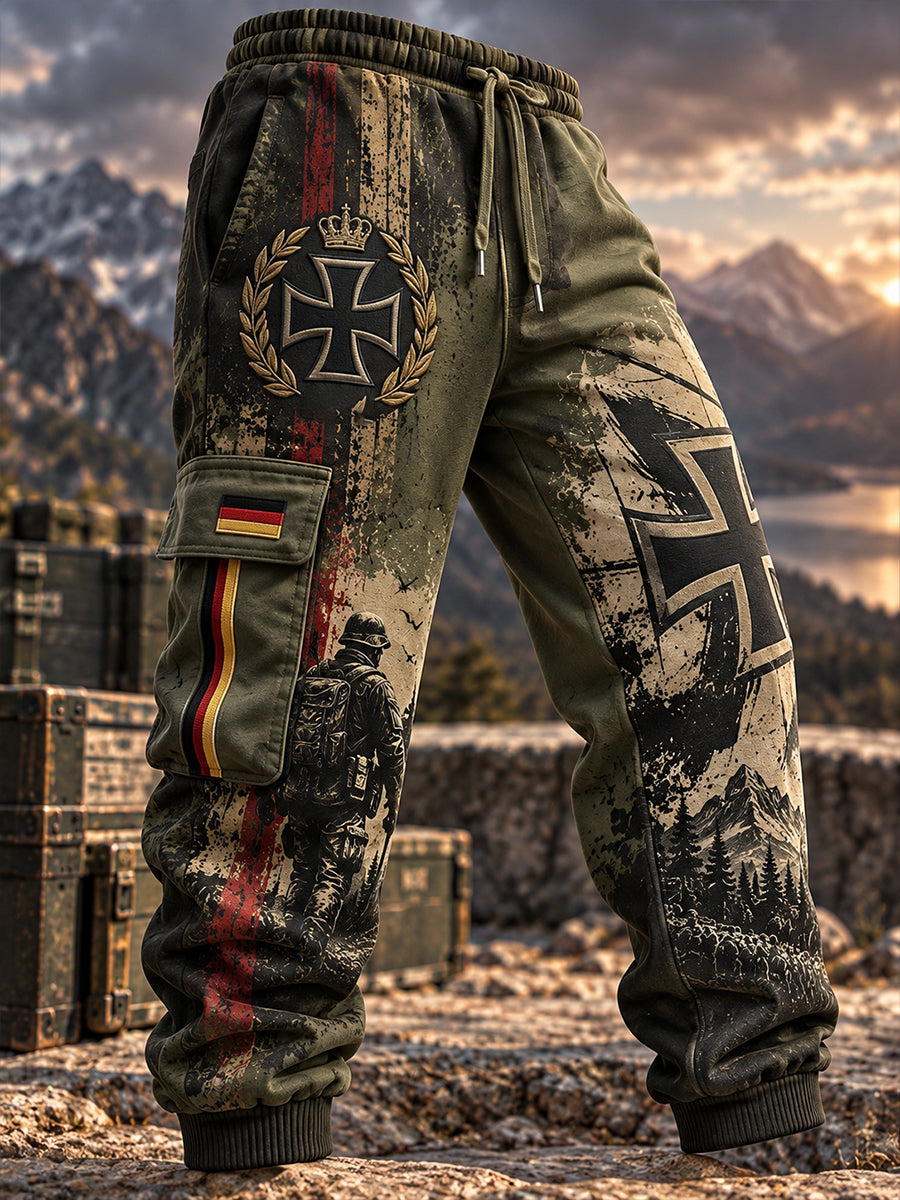 Men’s Veteran Memorial-Themed Print Long Cargo Pants