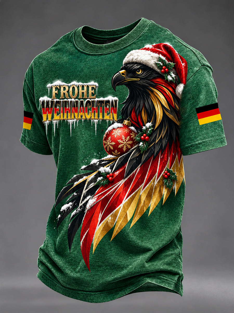 Men's German Eagle Christmas Print T-Shirt