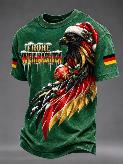 Men's German Eagle Christmas Print T-Shirt