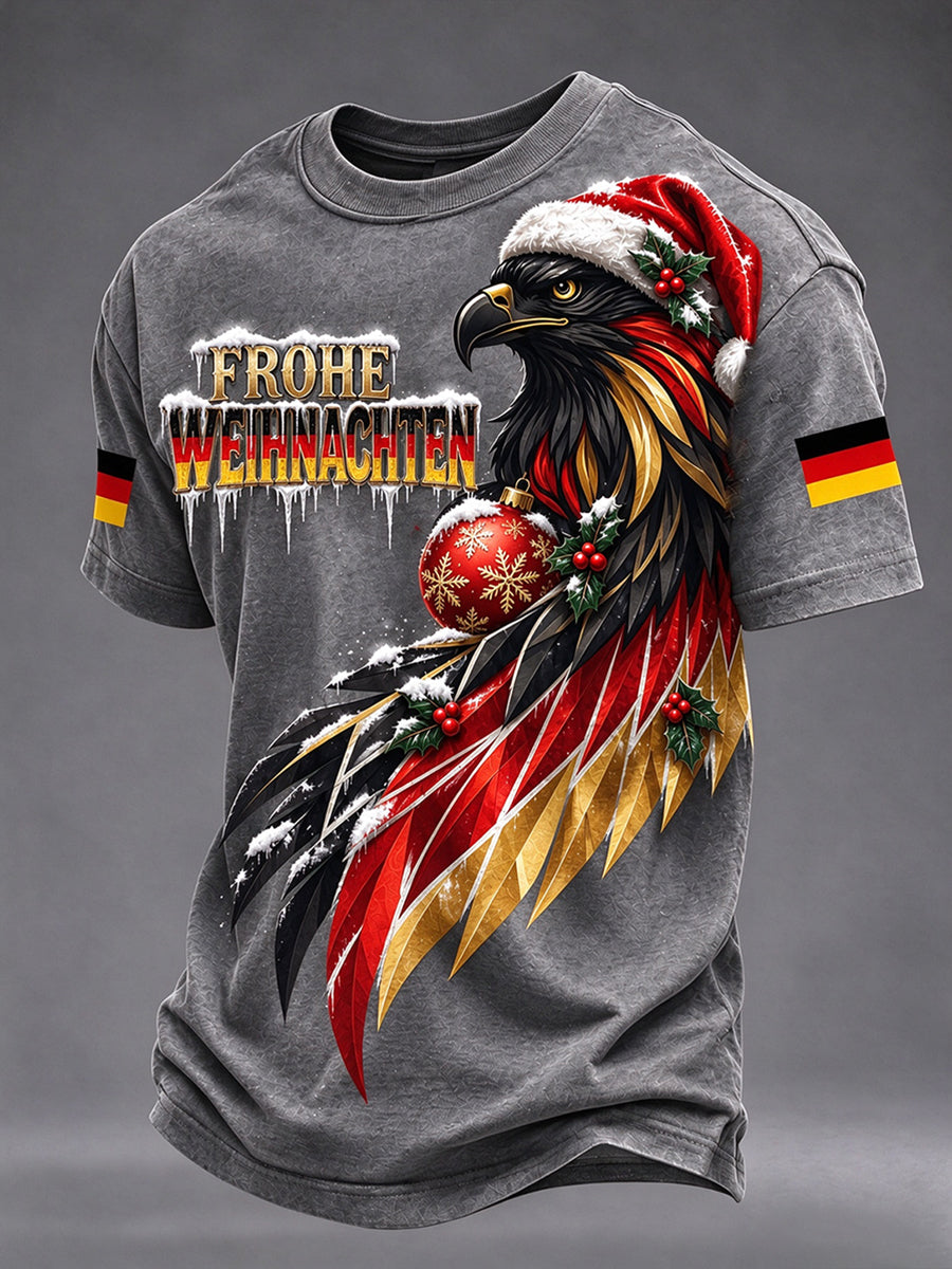 Men's German Eagle Christmas Print T-Shirt