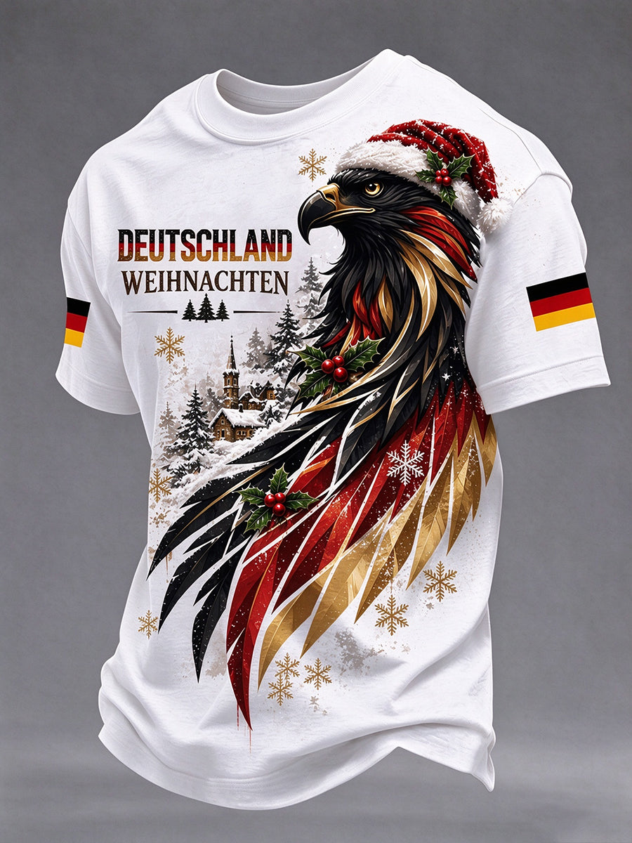 Men's German Eagle Christmas Print T-Shirt