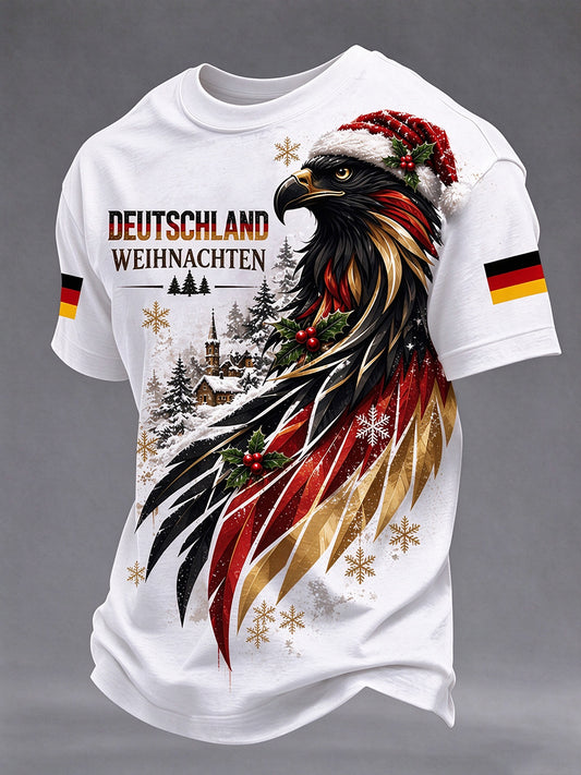 Men's German Eagle Christmas Print T-Shirt