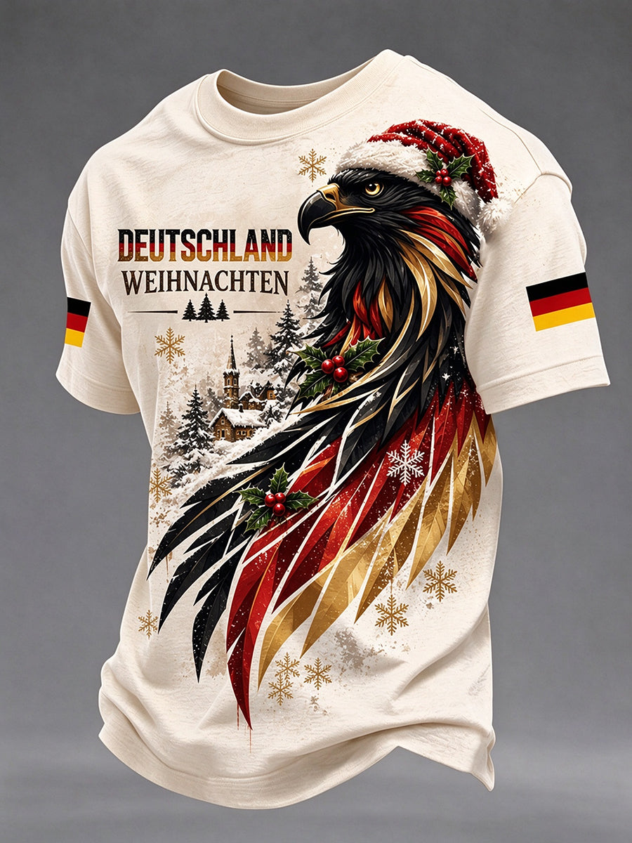 Men's German Eagle Christmas Print T-Shirt