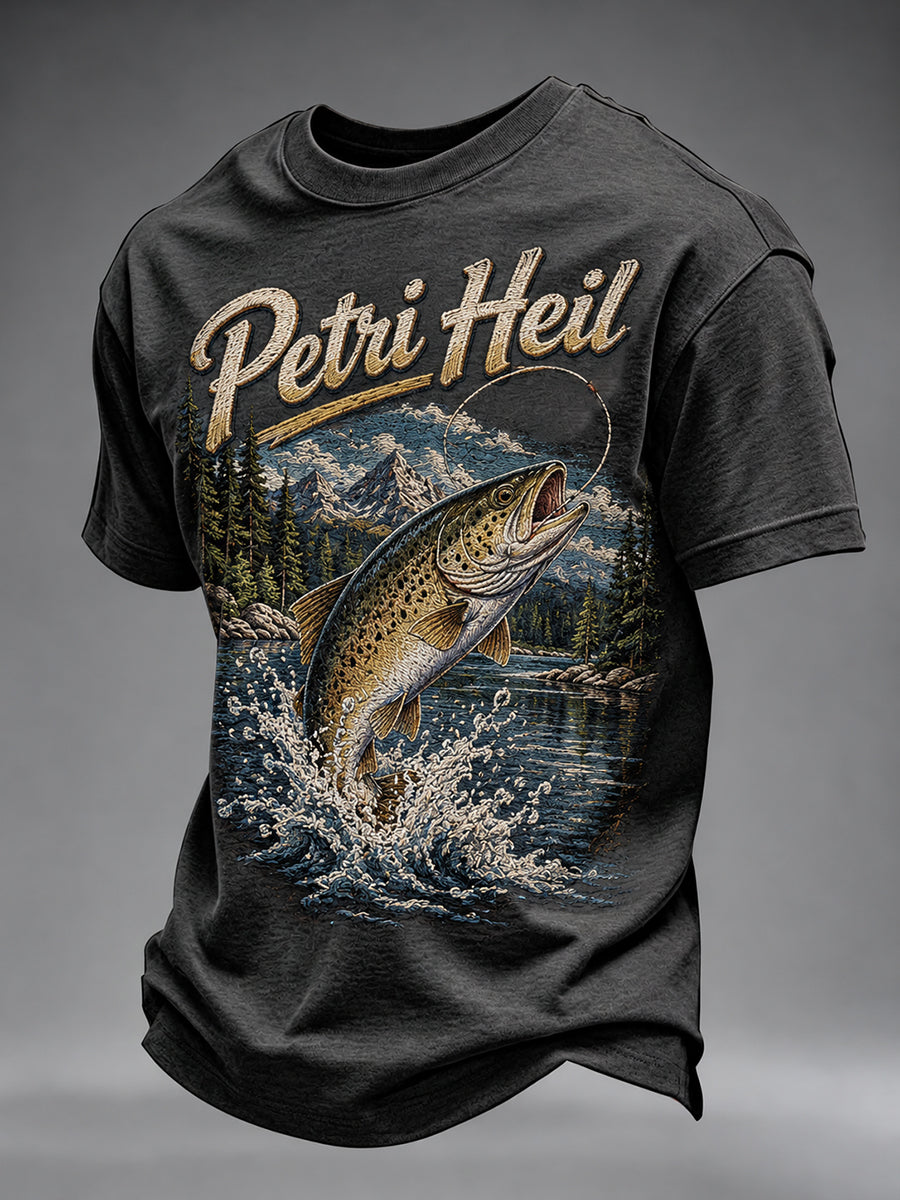 Men's Funny Fishing Slogan Print T-Shirt