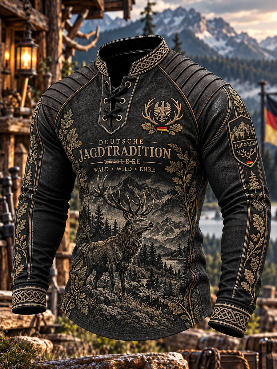 Men’s Hunting Season Graphic-Print Raglan-Sleeve Long-Sleeve Top