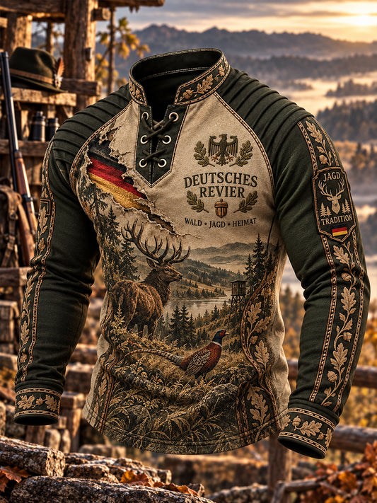 Men’s Hunting Season Graphic-Print Raglan-Sleeve Long-Sleeve Top