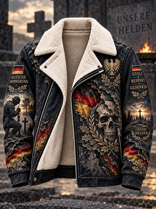 Men’S Fleece-Lined Jacket With Veteran-Themed Graphic Prints